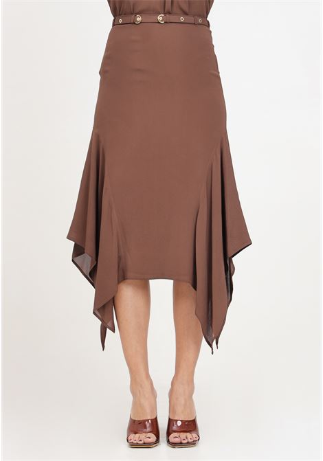 Fluid brown brown women's midi skirt with strap PINKO | 103125-A1O6L74