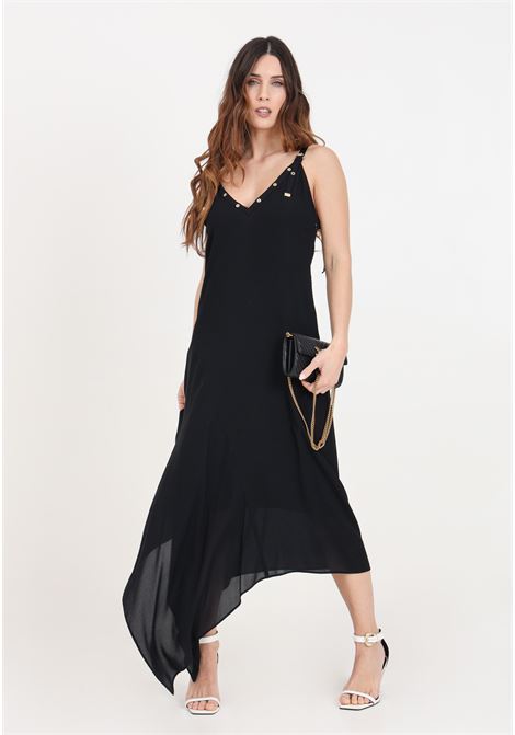 Long black women's dress with thin straps and studs PINKO | Dresses | 103177-A1O6Z99