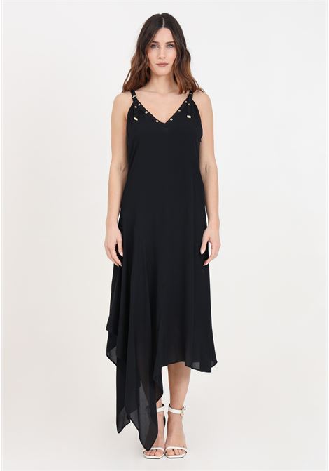 Long black women's dress with thin straps and studs PINKO | 103177-A1O6Z99