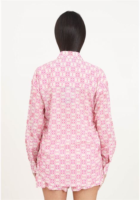 Butter/pink shirt in embroidered monogram muslin PINKO | Shirt | 103194-A1Q1DN3