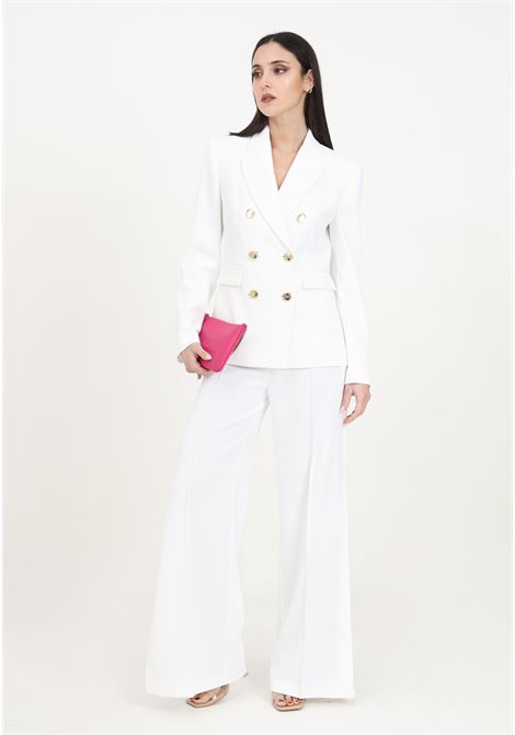Pantaloni eleganti da donna bianco nembo con spacchi laterali PINKO | Pantaloni | 103233-7624Z15