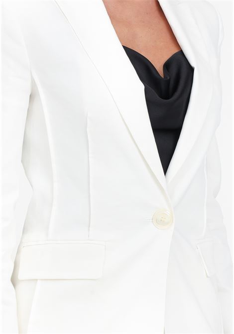 Blazer da donna bianco seta monopetto lino stretch PINKO | Giacche | 103244-A1PAZ07