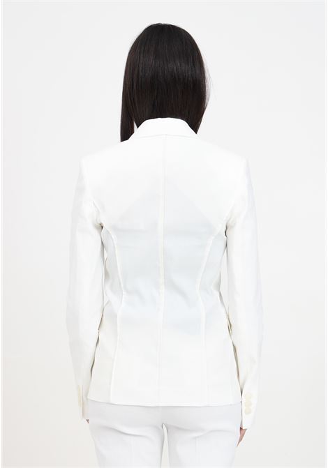 Blazer da donna bianco seta monopetto lino stretch PINKO | Giacche | 103244-A1PAZ07