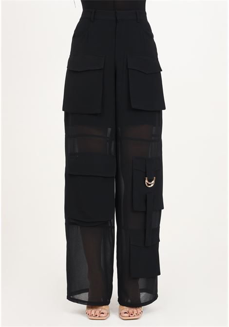 Women's black limousine georgette cargo trousers PINKO | Pants | 103248-A0UQZ99