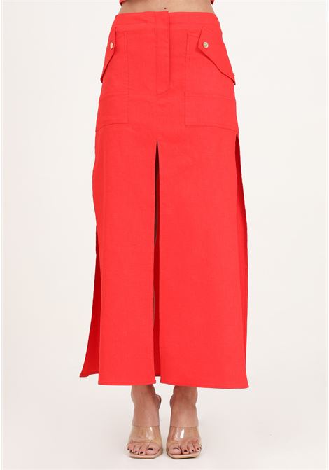 Ferrari red women's skirt in stretch linen and viscose blend PINKO | Skirts | 103253-A0IMR48