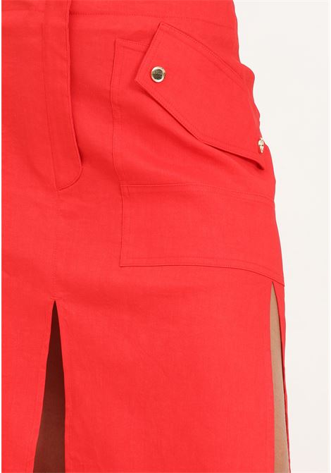 Ferrari red women's skirt in stretch linen and viscose blend PINKO | 103253-A0IMR48