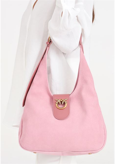 Pink women's mini hobo bag in suede and leather PINKO | Bags | 103275-A0YGP31Q