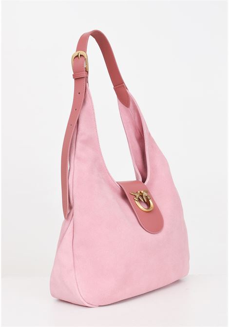 Borsa da donna rosa mini hobo bag in suede e pelle PINKO | 103275-A0YGP31Q