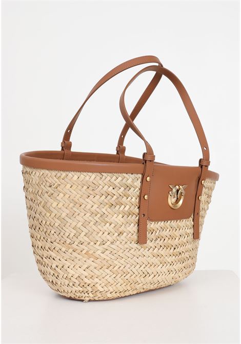 Love summer basket beige and leather women's bag PINKO | 103324-A1RLLP4Q