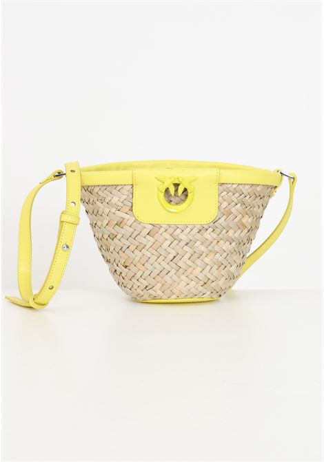Yellow and beige women's bag Love summer raffia bucket PINKO | Bags | 103325-A1RLO9YB
