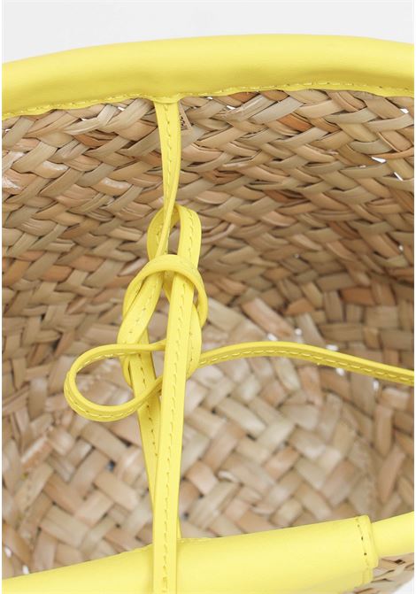Borsa da donna gialla e beige Love summer secchiello in rafia PINKO | Borse | 103325-A1RLO9YB