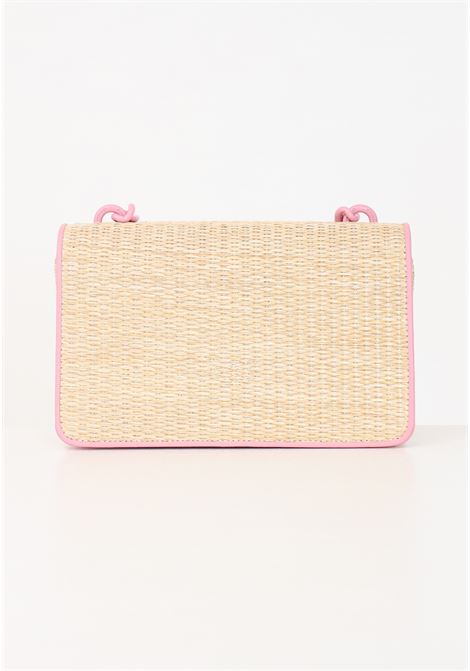 Light women's mini love bag in raffia and pink-block color natural leather PINKO | 103335-A1RQCP1B