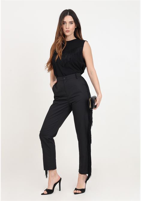 Pantaloni da donna neri con frange laterali PINKO | 103619-A1XFZ99