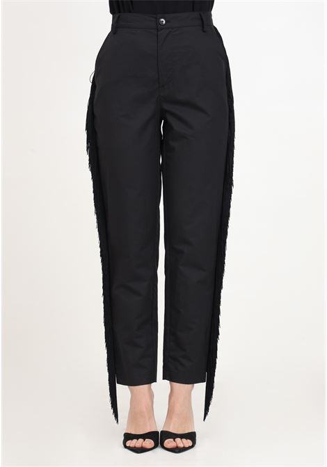 Pantaloni da donna neri con frange laterali PINKO | Pantaloni | 103619-A1XFZ99