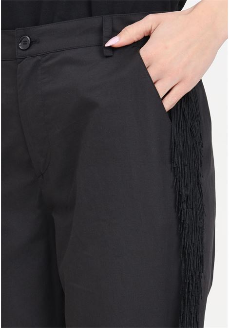 Black women's trousers with side fringes PINKO | 103619-A1XFZ99