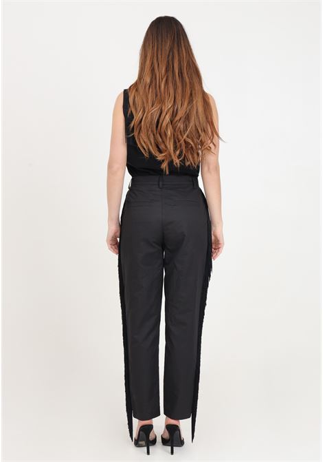 Black women's trousers with side fringes PINKO | 103619-A1XFZ99
