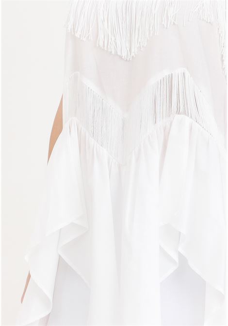 White women's muslin top with fringes PINKO | Tops | 103734-A1XNZ05