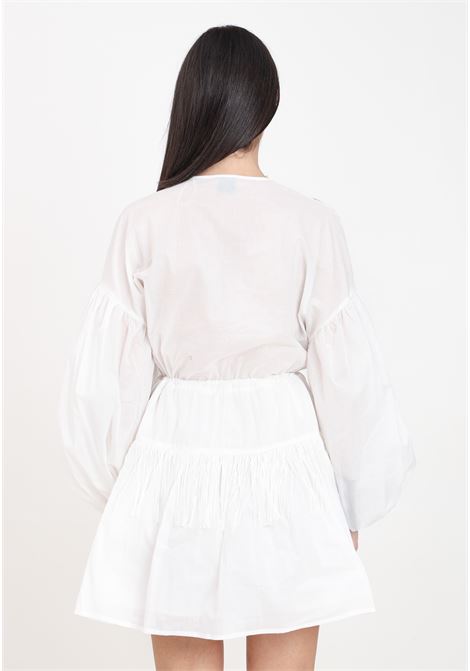 Short white muslin women's dress with fringes PINKO | 103741-A1XNZ05