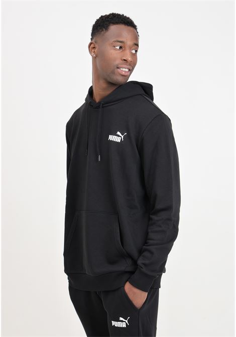 Black essentials small logo hoodie for men PUMA | 58669201