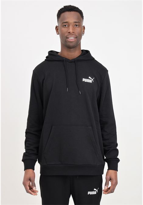 Black essentials small logo hoodie for men PUMA | 58669201