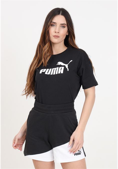 T-shirt da donna nera Ess cropped logo tee PUMA | T-shirt | 58686601