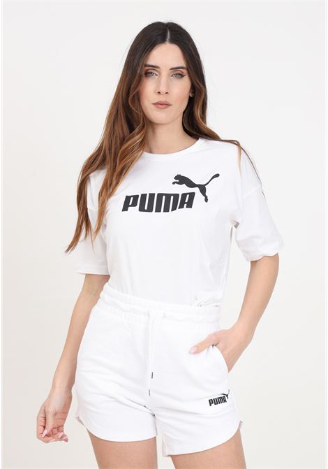 White women's t-shirt Ess cropped logo tee PUMA | T-shirt | 58686602