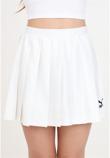Gonna corta bianca da donna Classics pleated skirt PUMA | 62423702