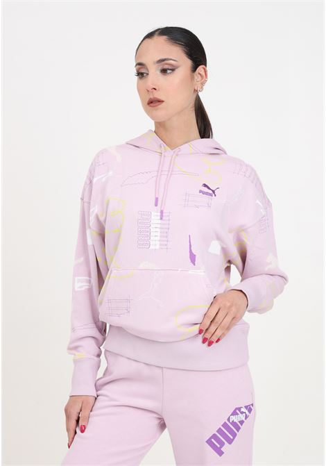 Felpa da donna rosa classics brand love hoodie PUMA | Felpe | 62433660