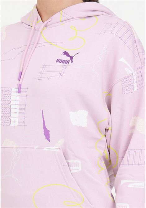 Felpa da donna rosa classics brand love hoodie PUMA | 62433660