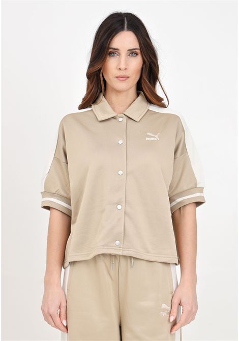 Camicia da donna beige T7 Tracket Jacket PUMA | Camicie | 62434383