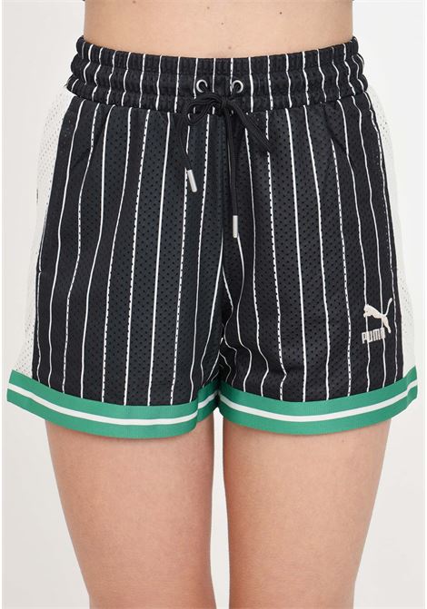 Black green and white t7 mesh women's shorts PUMA | 62434501