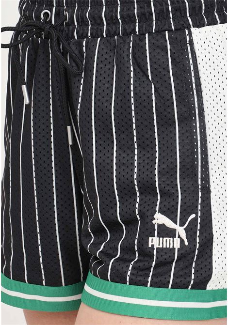 Black green and white t7 mesh women's shorts PUMA | 62434501