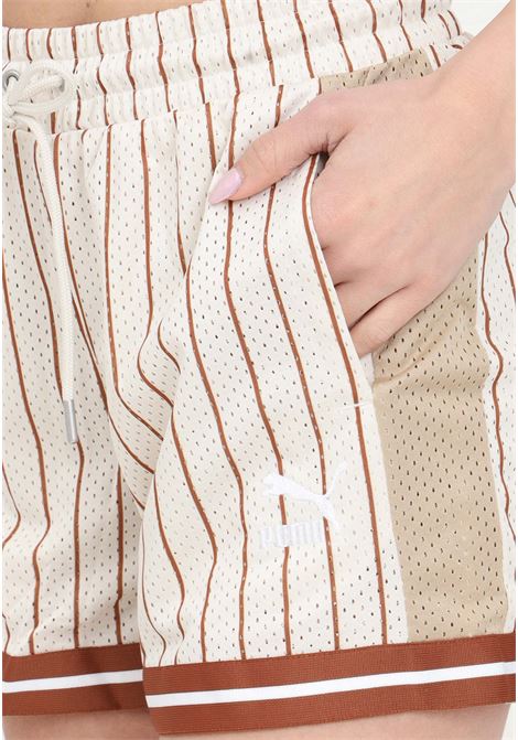 Beige brown and white t7 mesh women's shorts PUMA | Shorts | 62434587