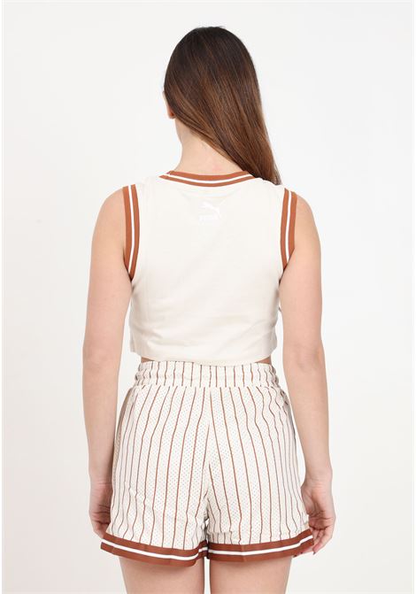 Beige brown and white t7 mesh women's shorts PUMA | 62434587