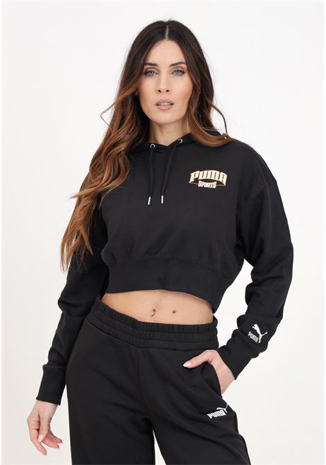 Black women's Puma team cropped hoodie PUMA | 62434601