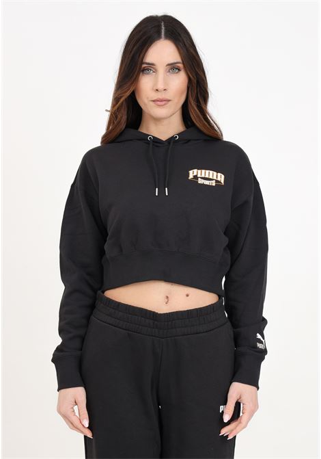 Black women's Puma team cropped hoodie PUMA | 62434601