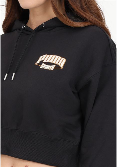 Felpa da donna nera Puma team cropped hoodie PUMA | 62434601