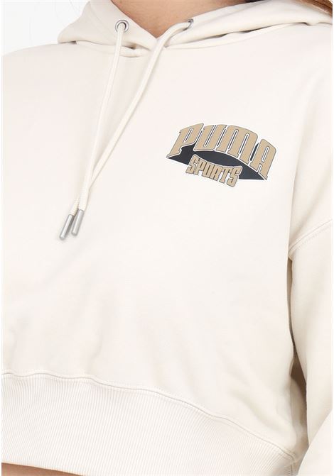 Women's cream Puma team cropped hoodie PUMA | Hoodie | 62434687