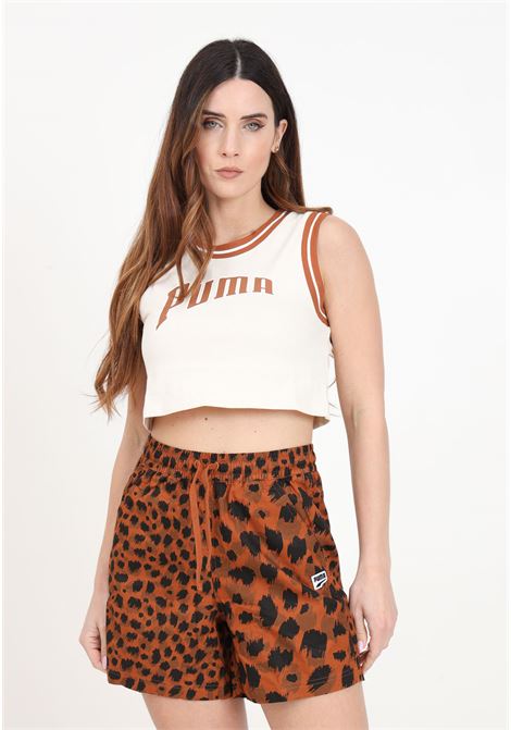 Women's shorts spotted Downtown woven kitten club teak aop PUMA | Shorts | 62436981