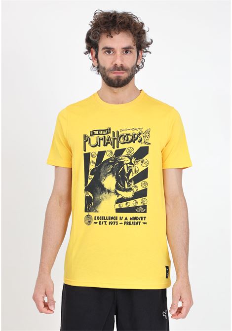 T-shirt da uomo gialla Tsa tee 5 con stampa logo a contrasto PUMA | 62482401