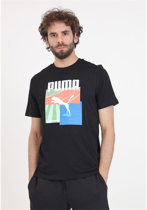T-shirt da uomo nera Graphics summer sports PUMA | 62790901