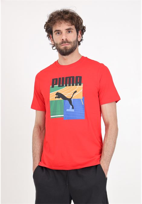 T-shirt da uomo rossa Graphics summer sports PUMA | T-shirt | 62790911
