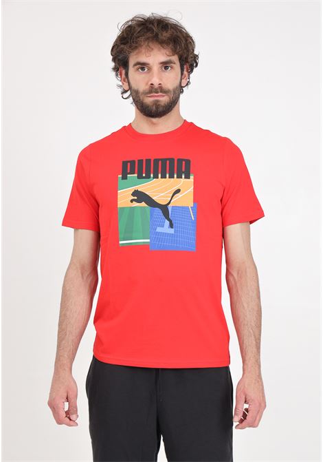 T-shirt da uomo rossa Graphics summer sports PUMA | T-shirt | 62790911