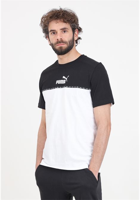 T-shirt bianca e nera da uomo ESS BLOCK X PUMA | 67334101