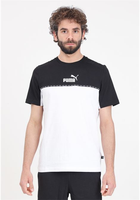 T-shirt bianca e nera da uomo ESS BLOCK X PUMA | T-shirt | 67334101