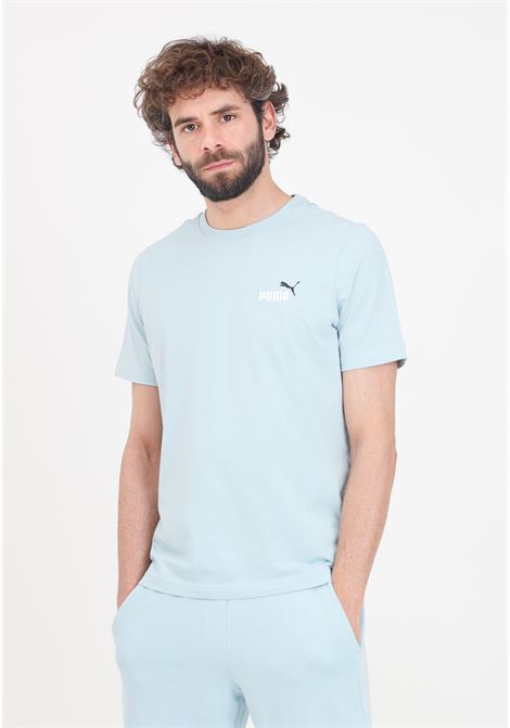 T-shirt celeste da uomo Essentials+ con stampa logo piccolo PUMA | 67447022