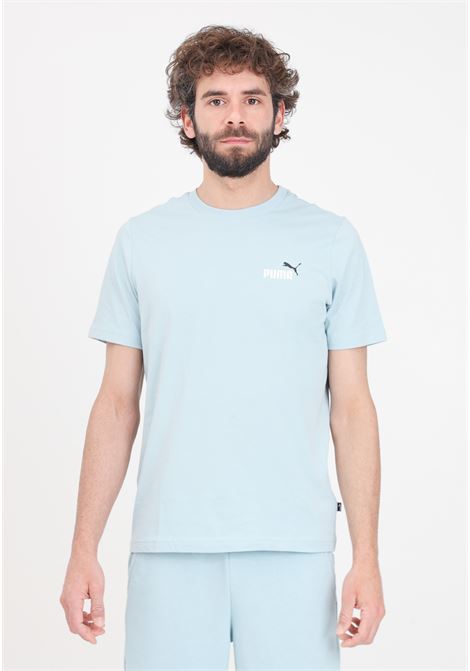 T-shirt celeste da uomo Essentials+ con stampa logo piccolo PUMA | T-shirt | 67447022