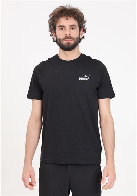 T-shirt nera da uomo Essentials+ con stampa logo piccolo PUMA | 67447061