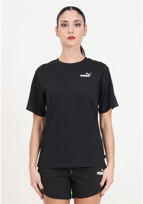T-shirt da donna nera e bianca Ess Tape PUMA | 67599401