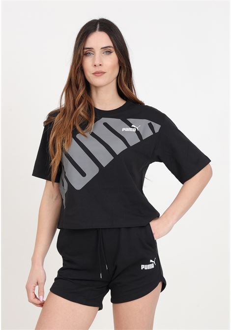 Puma power cropped tee black women's t-shirt PUMA | T-shirt | 67789601